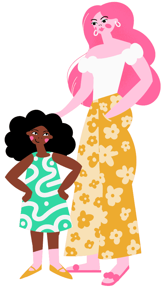 Mom with daughter illustration