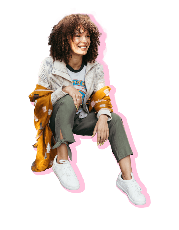 A woman sitting